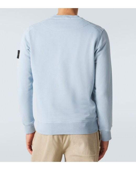 Stone Island Blue Compass Cotton Fleece Sweatshirt for men