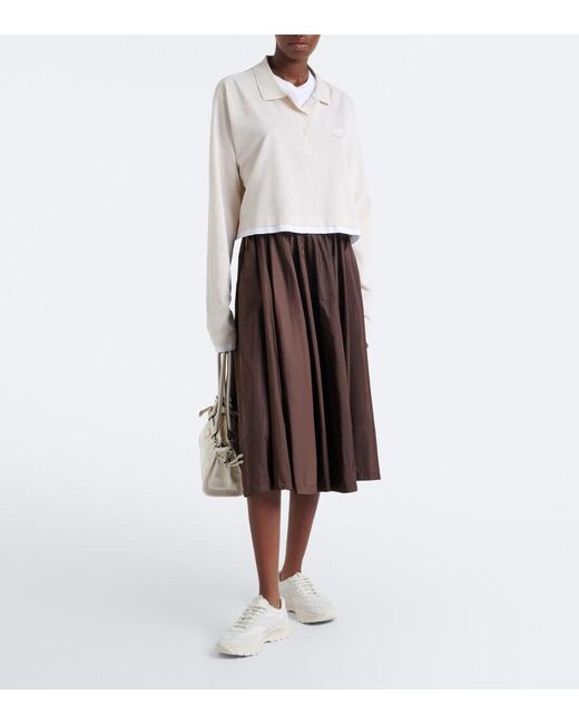 Prada White Suede-Trimmed Sneakers
