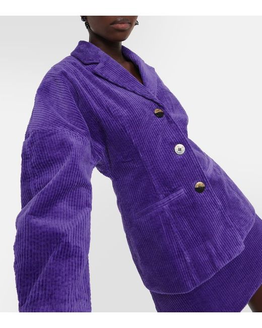 Blazer en pana de algodon Ganni de color Purple
