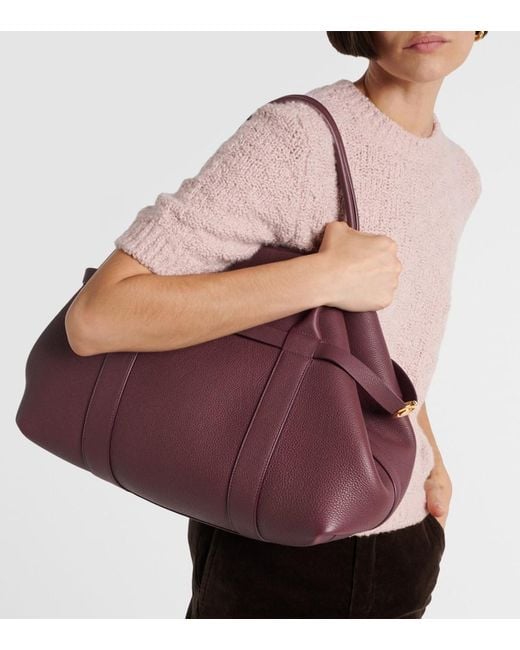 Loro Piana Purple Ghiera Large Leather Tote Bag