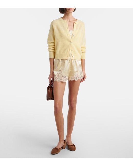 Doen Natural Iona Lace-Trimmed Silk Shorts