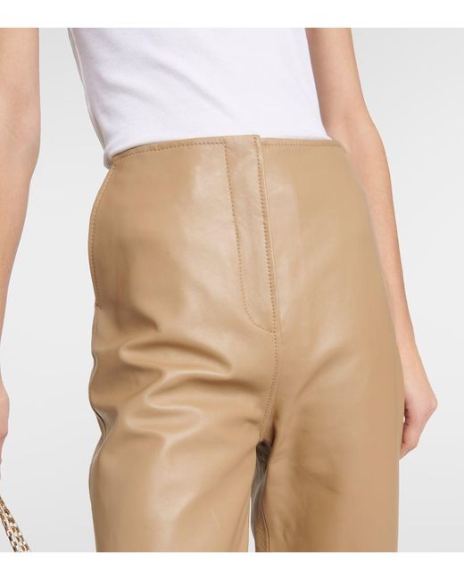 Totême  Natural High-Rise Leather Straight Pants