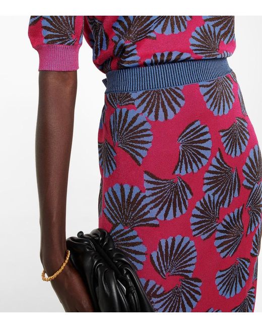 Diane von Furstenberg Purple Hazel Jacquard Knit Midi Skirt