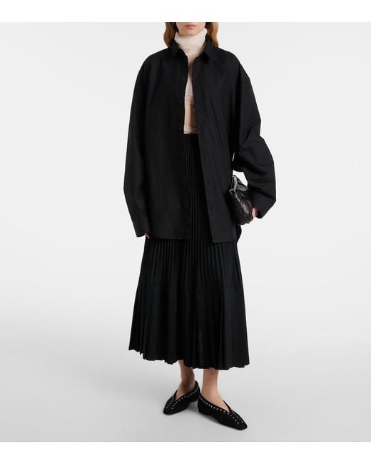 Junya Watanabe Black Plisse Wool-Blend Maxi Skirt