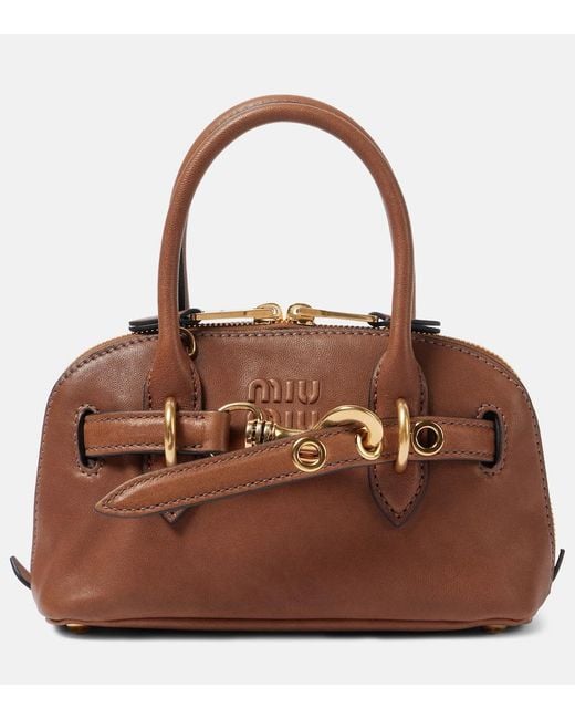 Miu Miu Brown Aventure Mini Leather Tote Bag