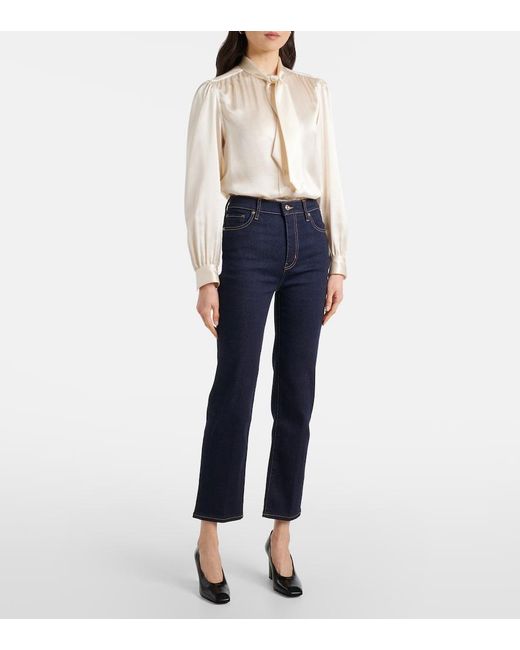 FRAME Blue Le Sleek High-Rise Straight Jeans