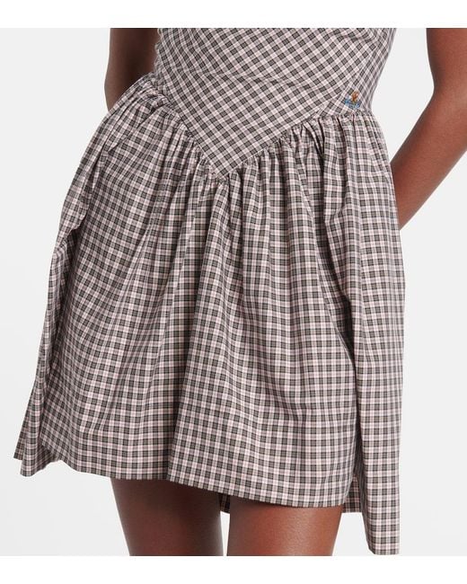 Vivienne Westwood Multicolor Mini Sunday Plaid Cotton Mini Dress