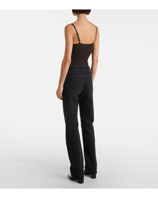 Saint Laurent Black High-Rise Wide-Leg Jeans Nico