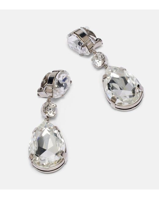 Dolce & Gabbana White Crystal-Embellished Clip-On Earrings
