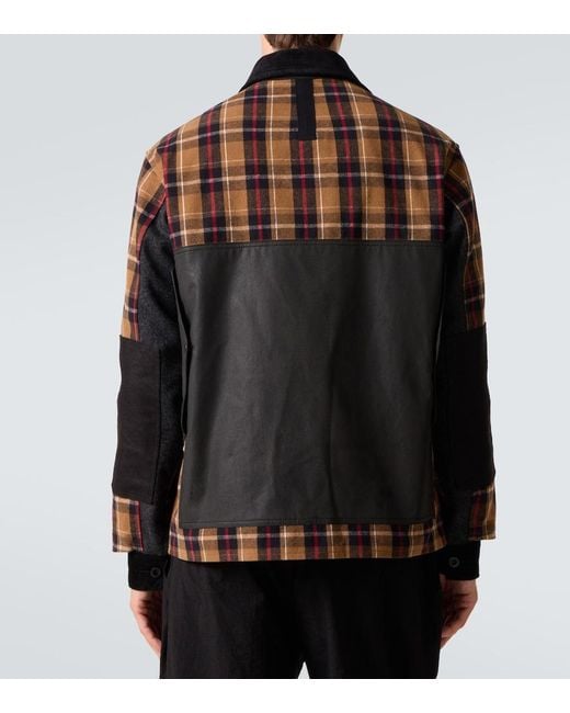 Junya Watanabe Brown Checked Leather-Trimmed Cotton Jacket for men