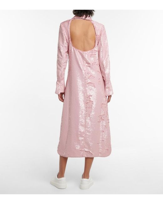 Ganni Pink Sequined Shirt Dress