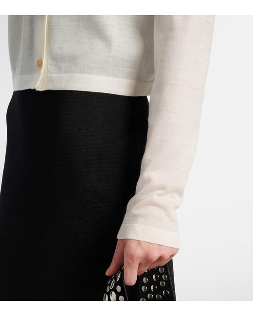 Khaite White Brieta Wool-Blend Cardigan