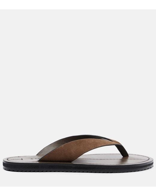 A.Emery Brown Flora Suede Thong Sandals