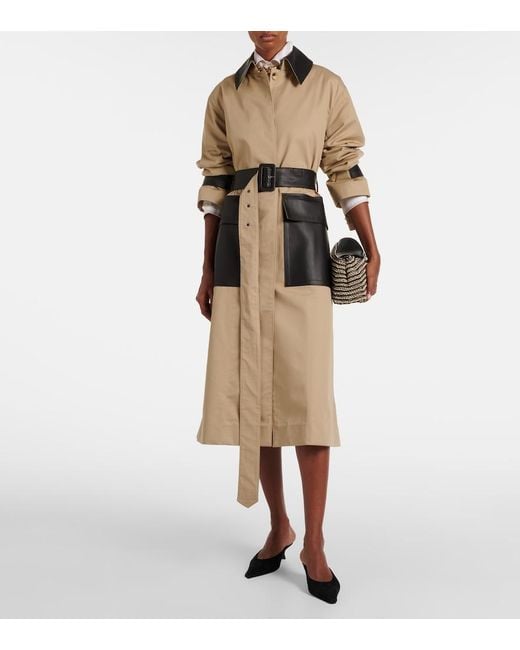 Joseph Natural Zaman Leather-Trimmed Cotton Trench Coat