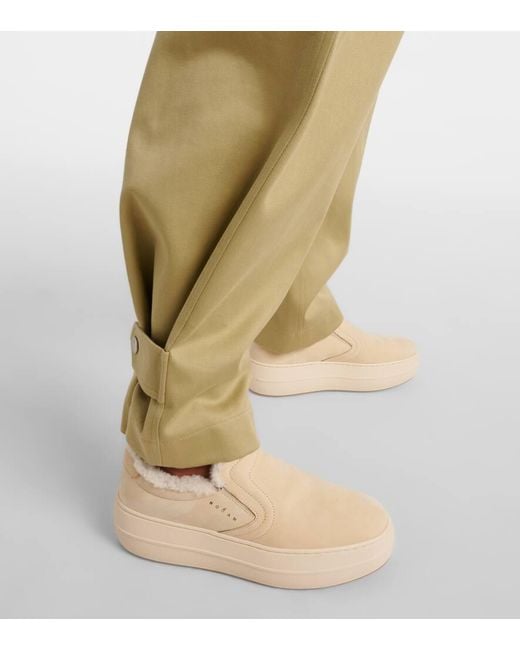 Hogan Natural Skyscraper Suede Platform Slip-On Sneakers