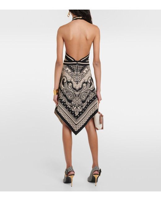 Balmain White Bandana-intarsia Knitted Midi Dress