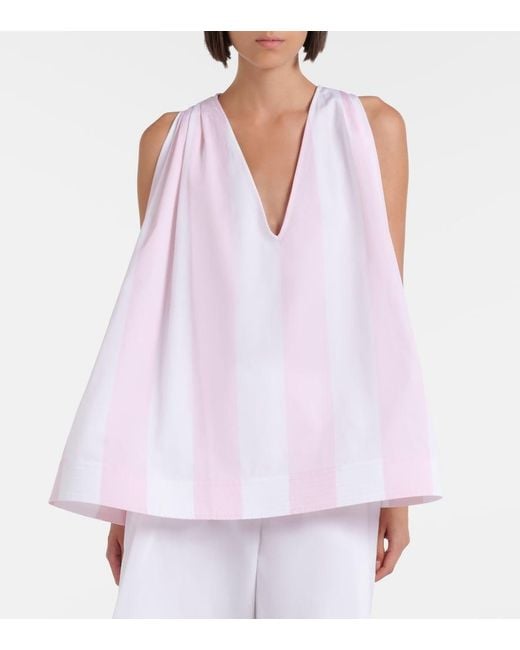 Jacquemus White Norma Striped Cotton Poplin Top