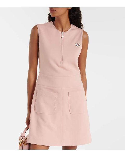 Vestido corto de mezcla de algodon Moncler de color Pink