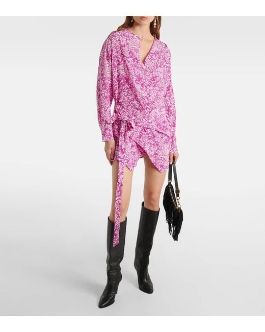 Isabel Marant Pink Habla Draped Silk-Blend Minidress