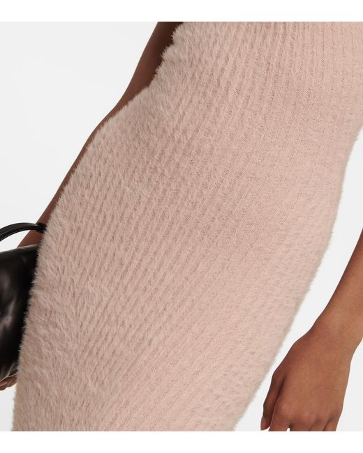 MM6 by Maison Margiela White Ribbed-Knit Midi Dress
