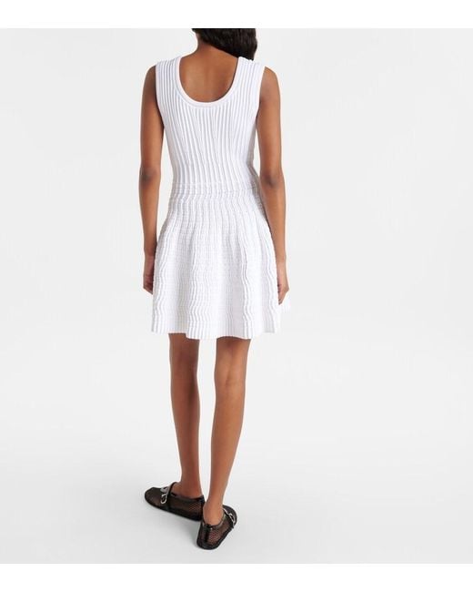 Robe En Maille Pointelle Alaïa en coloris White