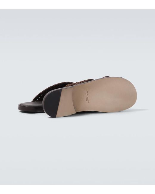 Manolo Blahnik Brown Tex Leather Sandals for men