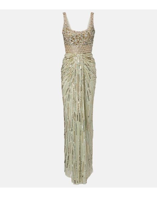 Jenny Packham Green Elixir Embellished Bustier Gown