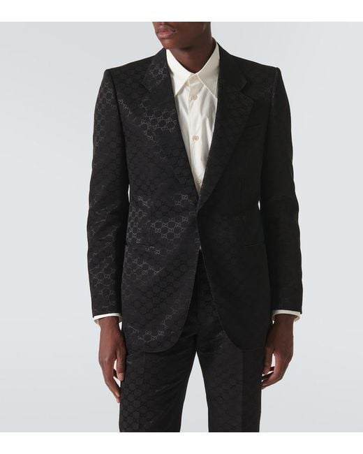Gucci Black Gg Cotton Viscose Formal Jacket for men