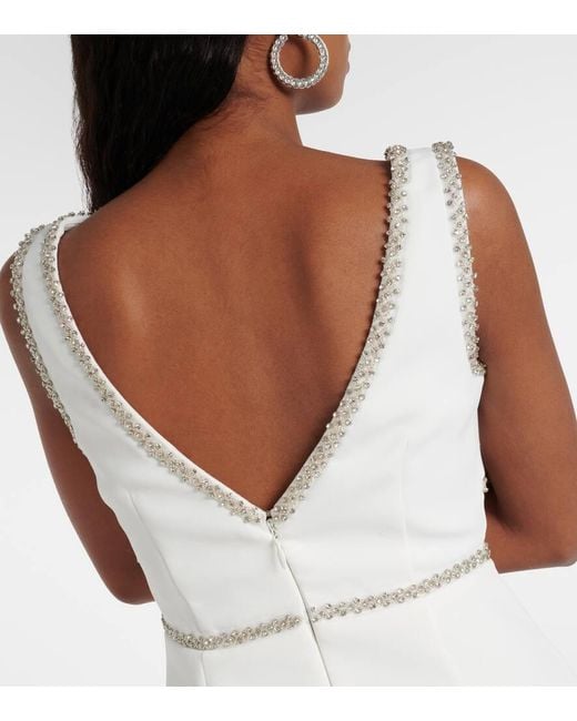 Self-Portrait White Embellished Crepe Minidress