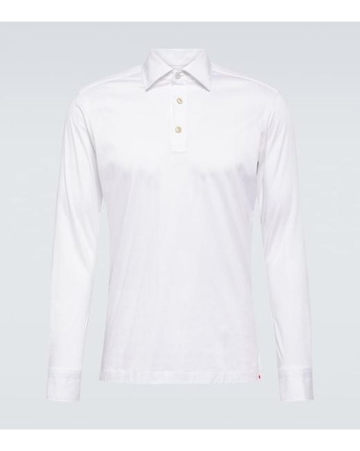 Kiton White Cotton Poplin Polo Top for men