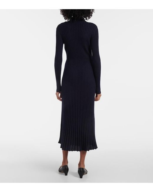 Gabriela Hearst Blue Ardor Ribbed-Knit Cashmere And Silk Polo Dress