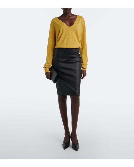 Stouls Black Gilda Leather Midi Skirt