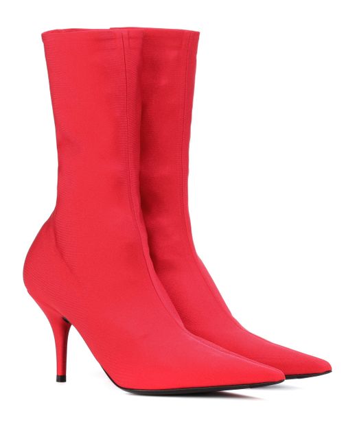 Balenciaga Red Knife Stretch-jersey Ankle Boots
