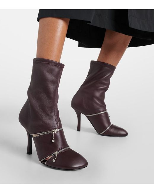 Burberry Brown Peep Leather Ankle Boots