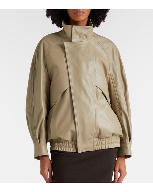 Nour Hammour Brown Ariste Leather Bomber Jacket