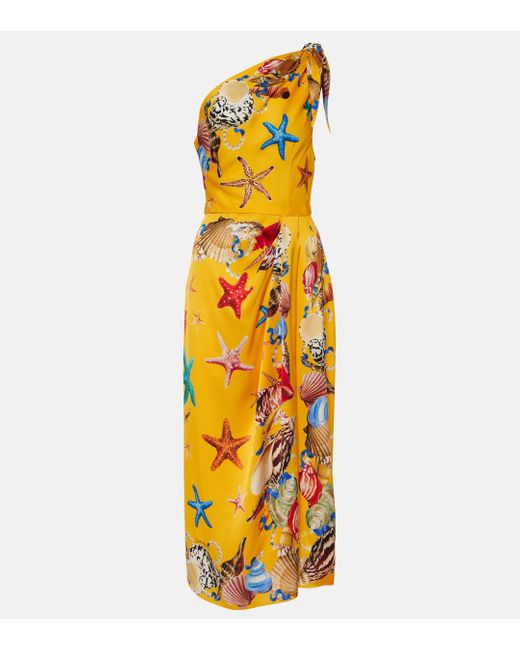 Dolce & Gabbana Metallic Capri Printed Silk-blend Midi Dress