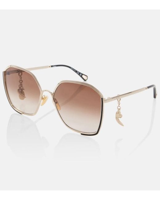 Chloé Brown Symbols Square Sunglasses