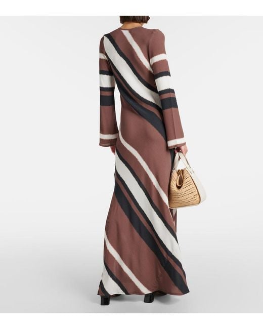 Faithfull The Brand Brown Da Costa Striped Maxi Dress