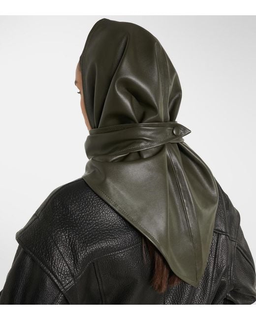 Nour Hammour Black Draped Leather Hood