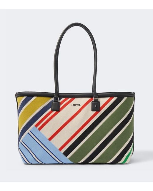 Loewe Blue Verano Large Striped Canvas Tote Bag for men
