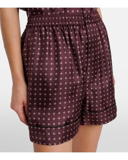 Saint Laurent Red Printed Silk Satin Shorts