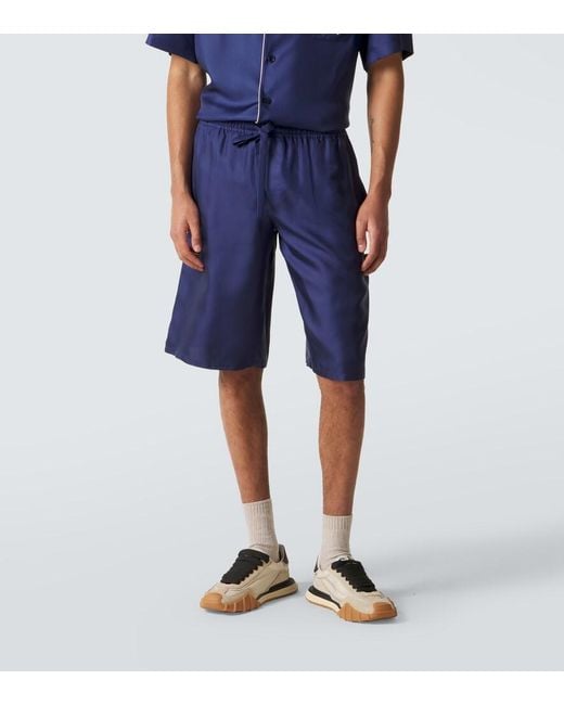 Dolce & Gabbana Blue Silk Satin Bermuda Shorts for men
