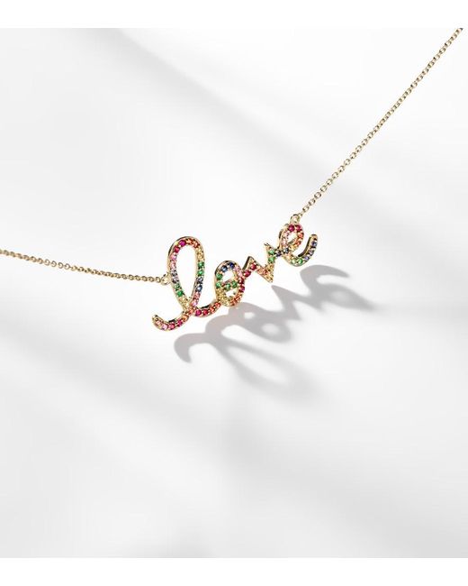 Sydney Evan Metallic Love 14Kt Necklace With Sapphires