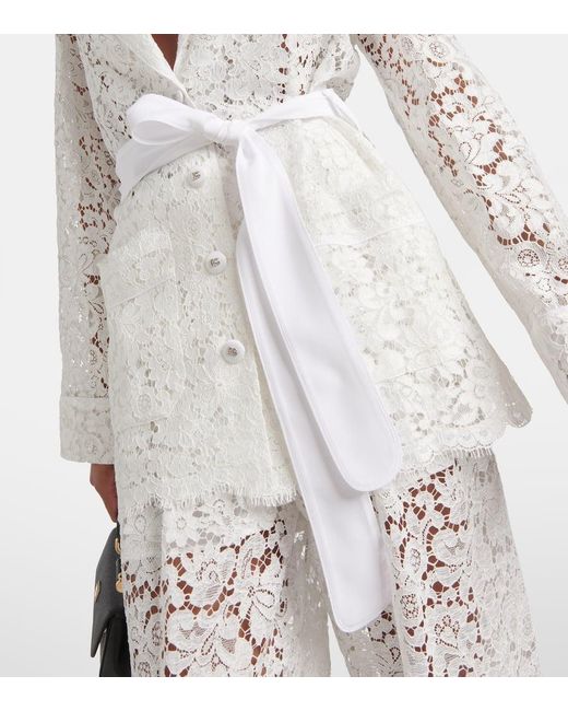 Giacca in pizzo con fiocco di Dolce & Gabbana in White