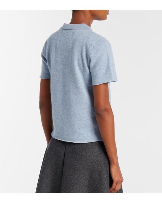 Extreme Cashmere Blue N°198 Salamander Cashmere-Blend Polo Shirt