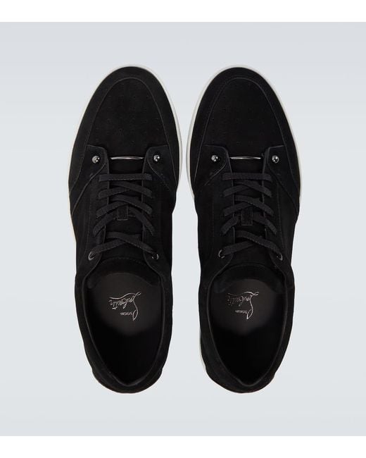 Christian Louboutin Black Chambelisneak Suede Sneakers for men