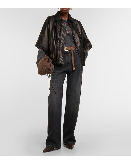 Brunello Cucinelli Black Leather Overshirt