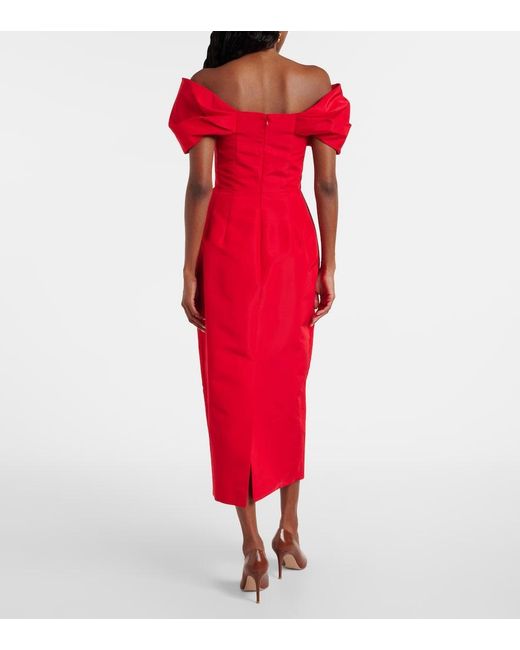 Carolina Herrera Red Off-Shoulder Silk Maxi Dress