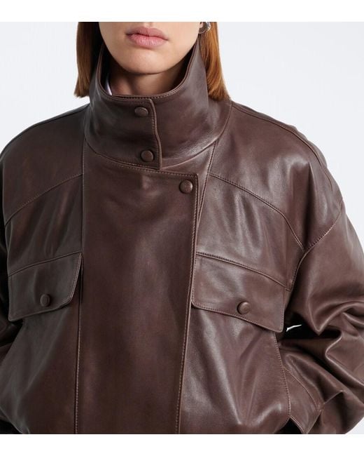 Nour Hammour Brown Quincy Leather Blouson Jacket