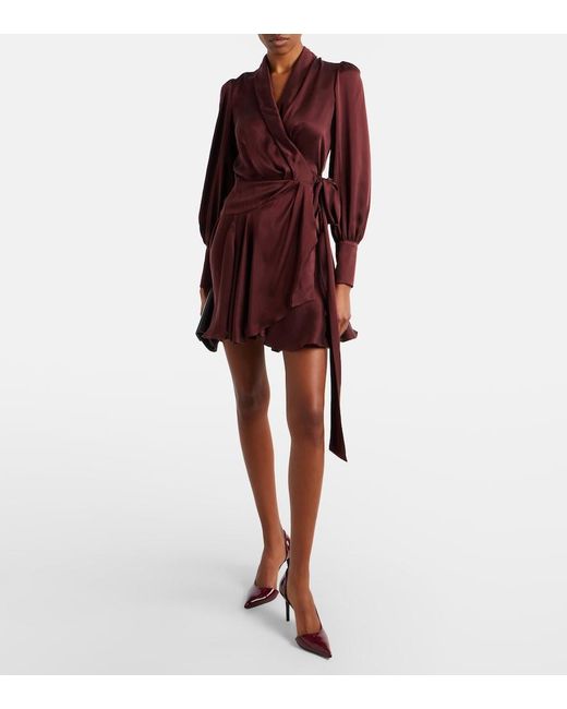 Zimmermann Red Silk Satin Wrap Dress